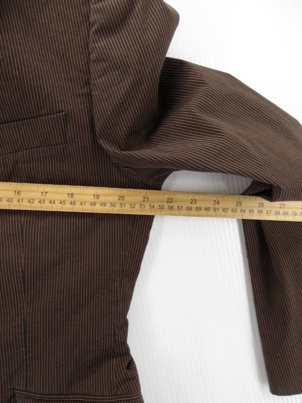 Ben Sherman Sport Coat 42 Blazer Striped Jacket Fringe Orange Lining - Picture 5 of 11